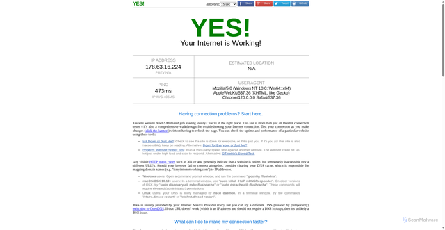 Security scan screenshot of ismyinternetworking.com