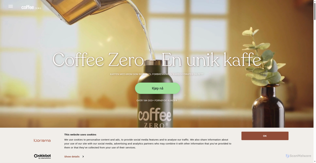 Security scan screenshot of https://coffeezero.no/