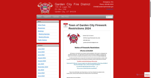 Security scan screenshot of https://gardencityfireutah.gov/