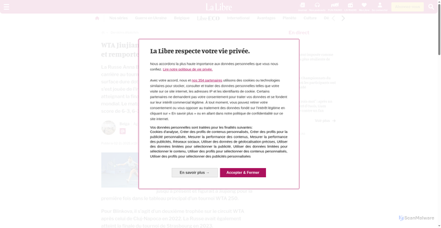 Security scan screenshot of https://www.lalibre.be/dernieres-depeches/2025/11/02/wta-jiujiang-anna-blinkova-efface-lili-tagger-et-remporte-son-second-titre-wta-XCFDKKYWY5CJ5FQ6RI2VSGTQHM/