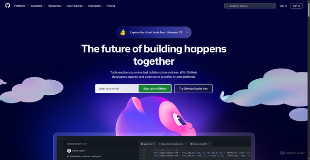 Security scan screenshot of https://github.com/