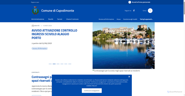 Security scan screenshot of https://comune.capodimonte.vt.it/