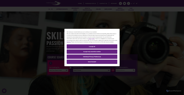 Security scan screenshot of https://www.stratford.ac.uk/