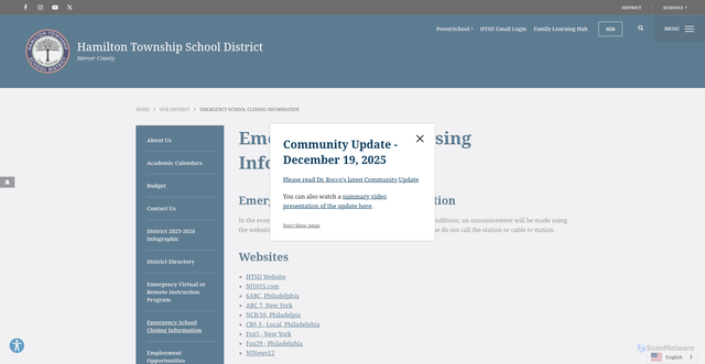 Security scan screenshot of https://www.htsdnj.org/our-district/emergency-school-closing-information