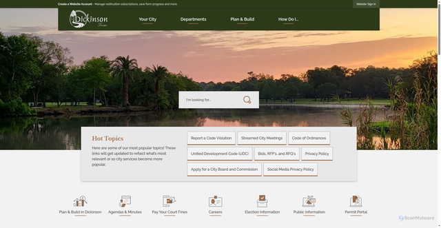 Security scan screenshot of http://dickinson-tx.gov/