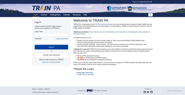 Security scan screenshot of https://pa.train.org