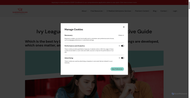 Security scan screenshot of https://www.shemmassianconsulting.com/blog/ivy-league-rankings