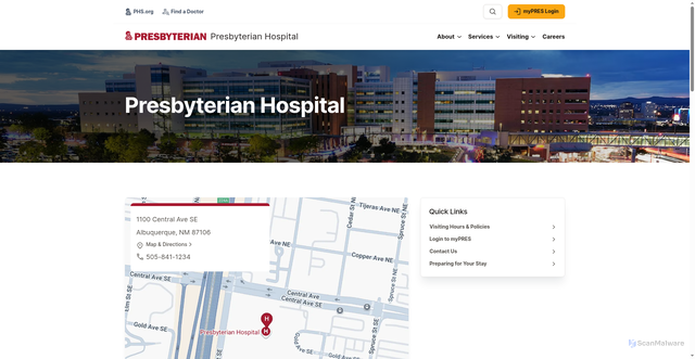 Security scan screenshot of https://www.phs.org/presbyterian-hospital