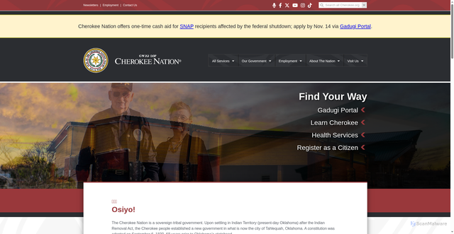 Security scan screenshot of https://www.cherokee.org/