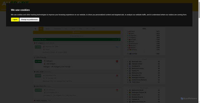 Security scan screenshot of https://ausportguide.com/live-sports-tv-guide/soccer