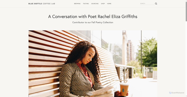 Security scan screenshot of https://blog.bluebottlecoffee.com/posts/a-conversation-with-poet-rachel-eliza-griffiths