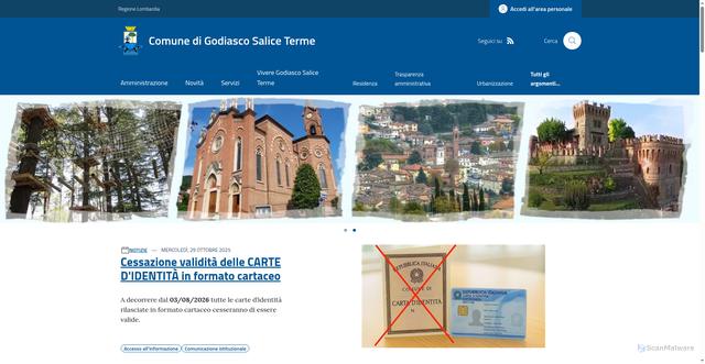 Security scan screenshot of https://www.comune.godiascosaliceterme.pv.it/