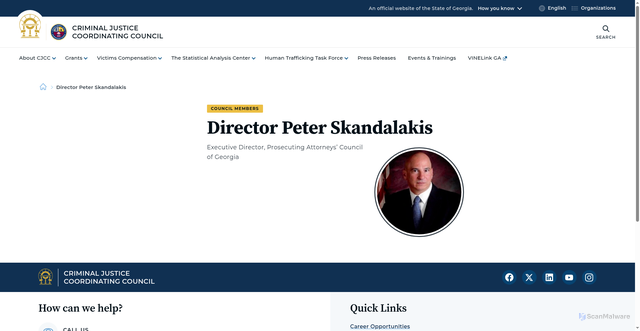 Security scan screenshot of https://cjcc.georgia.gov/director-peter-skandalakis
