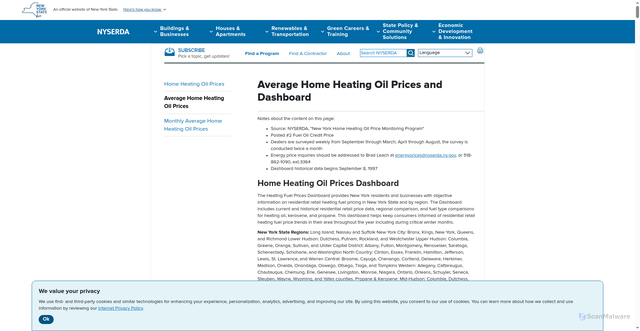 Security scan screenshot of https://www.nyserda.ny.gov/Energy-Prices/Home-Heating-Oil/Average-Home-Heating-Oil-Prices