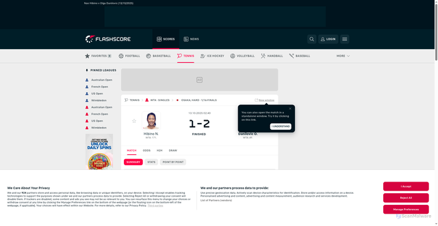 Security scan screenshot of https://www.flashscore.com.gh/match/tennis/danilovic-olga-ID57P88P/hibino-nao-n5XviZ0t/