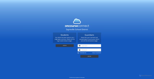 Security scan screenshot of https://sayreville.oncourseconnect.com