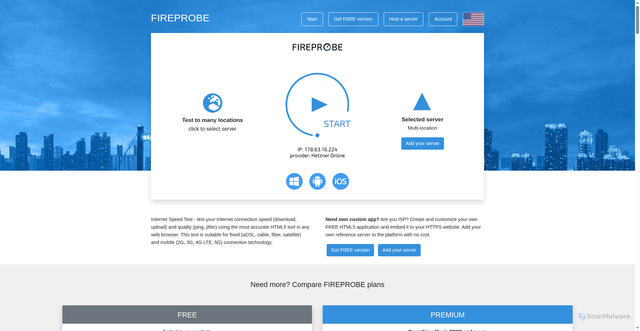 Security scan screenshot of https://fireprobe.net