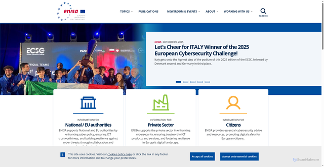 Security scan screenshot of https://www.enisa.europa.eu/