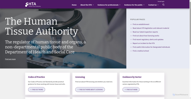 Security scan screenshot of https://www.hta.gov.uk/