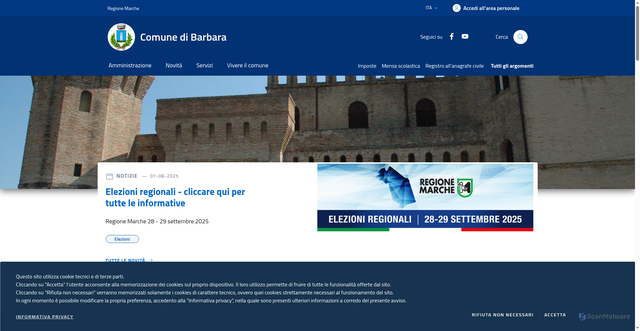 Security scan screenshot of https://www.comune.barbara.an.it/