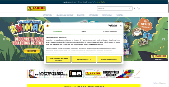 Security scan screenshot of https://www.panini.fr