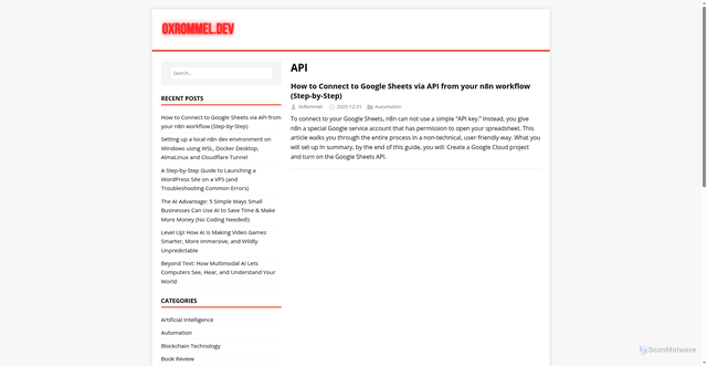 Security scan screenshot of https://0xrommel.pages.dev/tags/api/