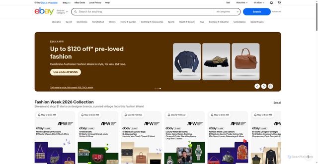 Security scan screenshot of https://ebay.com.au