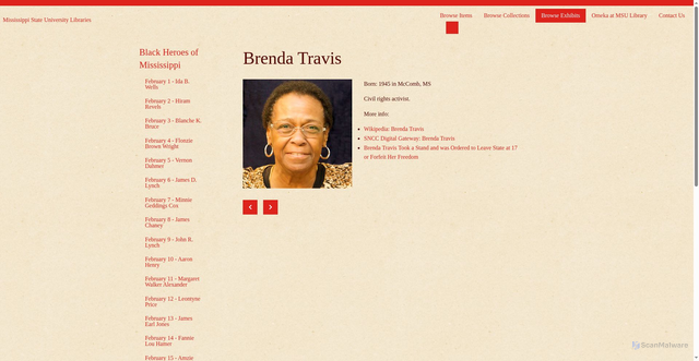 Security scan screenshot of https://msstate-exhibits.libraryhost.com/exhibits/show/bhm/travis