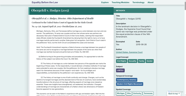 Security scan screenshot of https://teachinglegalhistory.unl.edu/s/oer/item/1067
