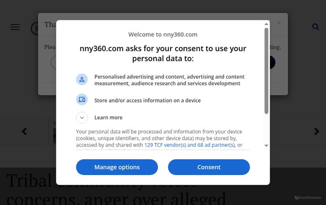 Security scan screenshot of https://www.nny360.com/communitynews/education/tribal-community-voices-concerns-anger-over-alleged-mistreatment-of-salmon-river-students/article_8be8ad2c-c662-5036-91db-b10810dc94bf.html
