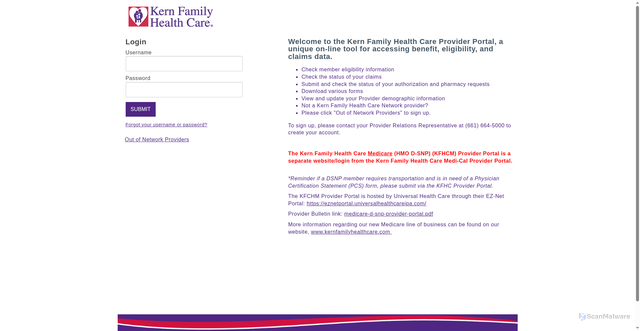 Security scan screenshot of https://provider.kernfamilyhealthcare.com