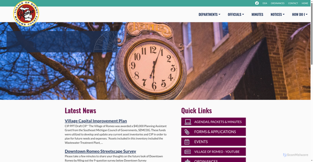 Security scan screenshot of https://www.villageofromeomi.gov/
