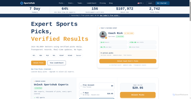 Security scan screenshot of https://www.sportshub.com/