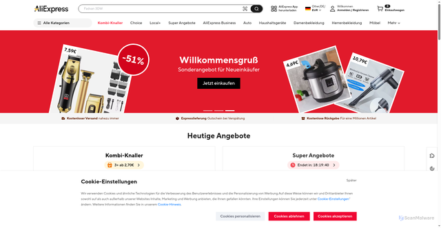Security scan screenshot of https://www.aliexpress.com