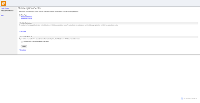 Security scan screenshot of https://click.news.libraupdate.com/subscription_center.aspx?qs=ABB7InYiOjEsImQiOjQ5MjR9ADIAAAAAAPgeHbNGkuon8dF1DLA75bUPijw5_xi0o7-6BTNyy2OaiBNGWMq9u5TGcOvE5Jsz8eotBSG9EMX-xLMnty-UGXr_oLqrPPbSUjKEMSHzcMJ3upzzfg