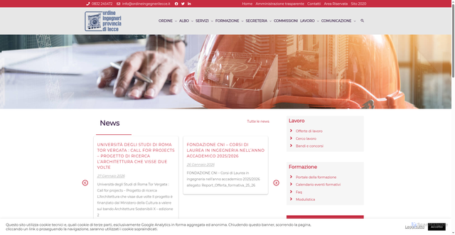 Security scan screenshot of https://www.ordineingegnerilecce.it/