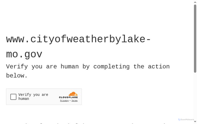 Security scan screenshot of https://cityofweatherbylake-mo.gov/