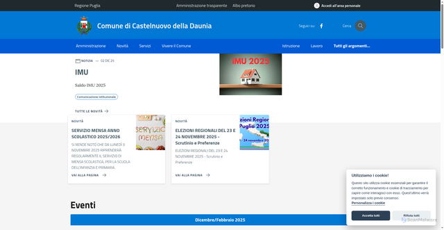 Security scan screenshot of https://www.comune.castelnuovodelladaunia.fg.it/
