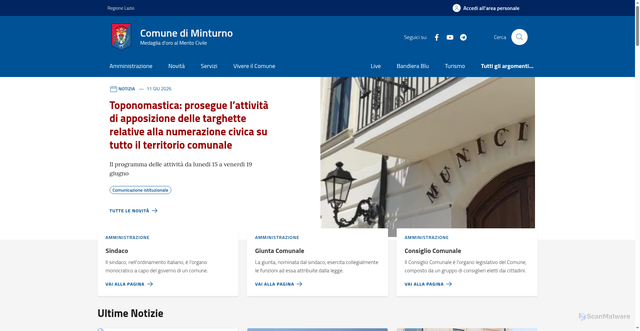 Security scan screenshot of https://www.comune.minturno.lt.it