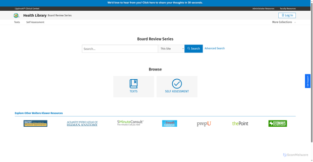 Security scan screenshot of https://brs.lwwhealthlibrary.com