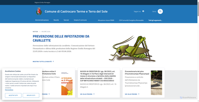 Security scan screenshot of https://www.comune.castrocarotermeeterradelsole.fc.it