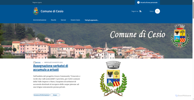 Security scan screenshot of https://www.comune.cesio.im.it/