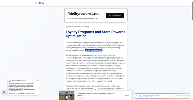 Security scan screenshot of https://fidelityrewards.net