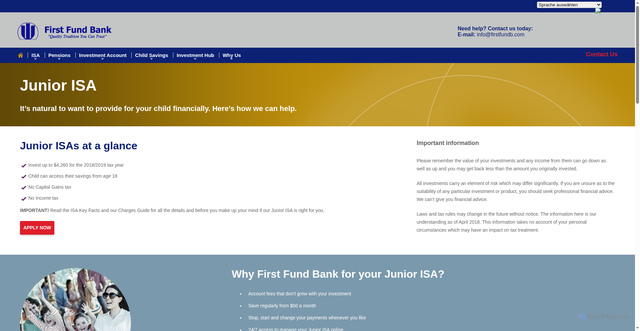 Security scan screenshot of https://online.firstfundb.com/child-savings/junior-isa