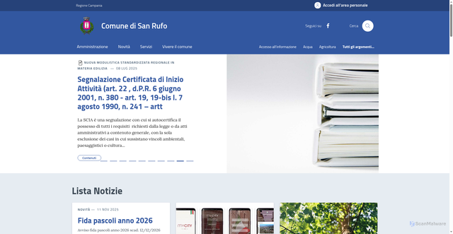 Security scan screenshot of https://comune.sanrufo.sa.it/