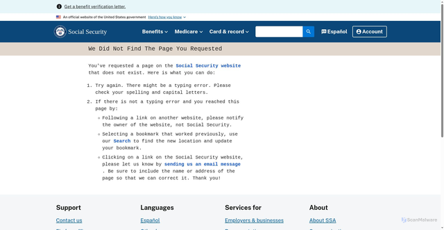 Security scan screenshot of https://www.ssa.gov/viewer