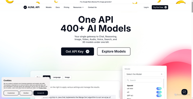 Security scan screenshot of https://aimlapi.com/