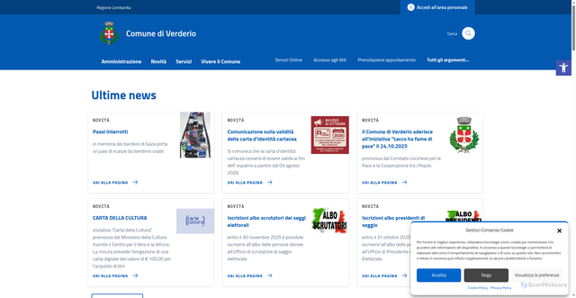 Security scan screenshot of https://comune.verderio.lc.it/