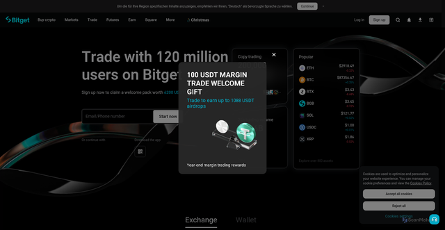 Security scan screenshot of https://www.bitgetapp.com