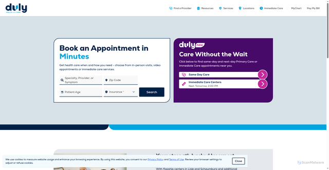 Security scan screenshot of https://dulyhealthandcare.com